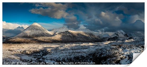 Winter view to the Cuillins , Isle of Skye Print by Creative Photography Wales