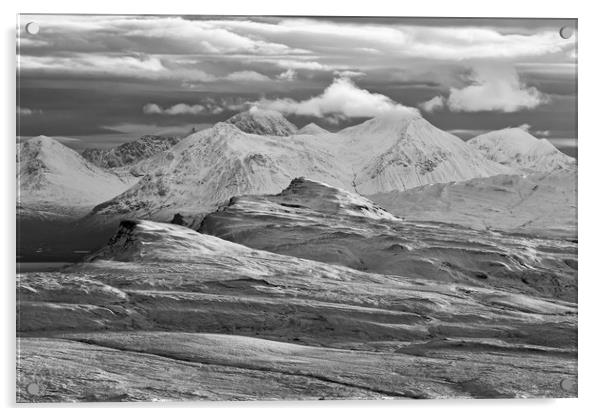The Cuillin and The Trotternish Ridge Isle of Skye Acrylic by Derek Beattie
