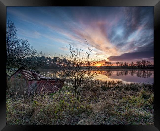 The old boat house at sunrise Framed Print by George Robertson