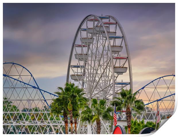 Long Beach Ferris Wheel Print by Darryl Brooks