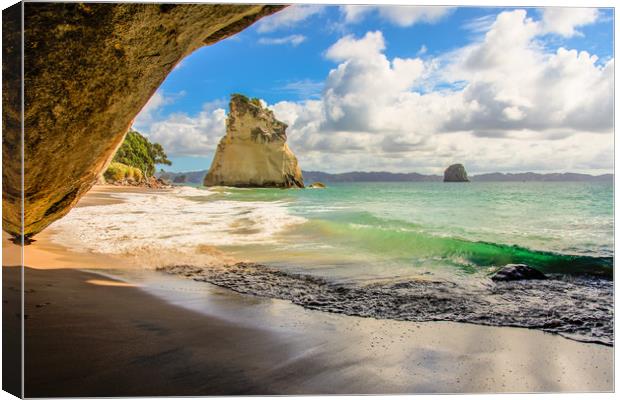 Cathedral Cove Canvas Print by Ian Homewood