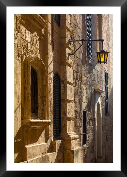Old Street in Mdina Framed Mounted Print by Chris Dorney