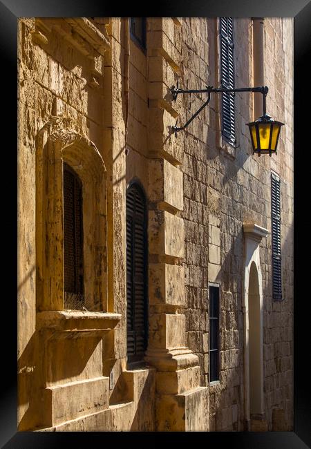Old Street in Mdina Framed Print by Chris Dorney