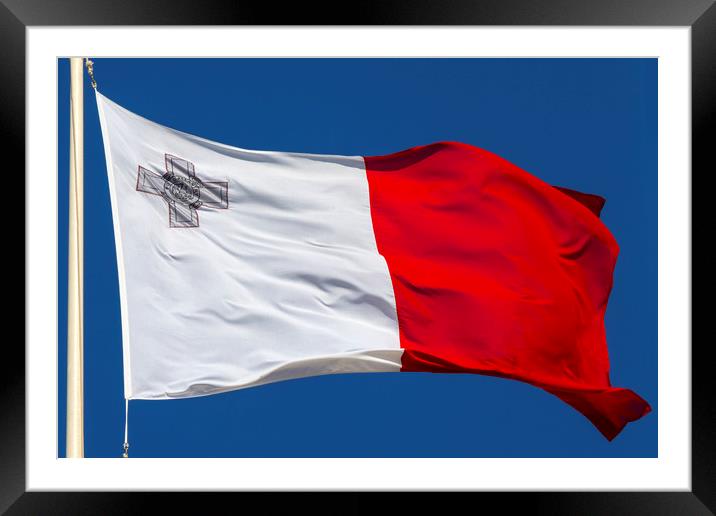Flag of Malta Framed Mounted Print by Chris Dorney