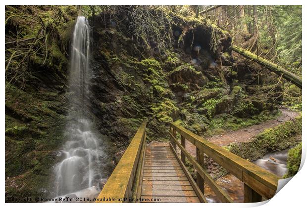 Crossing To The Waterfall Print by Ronnie Reffin
