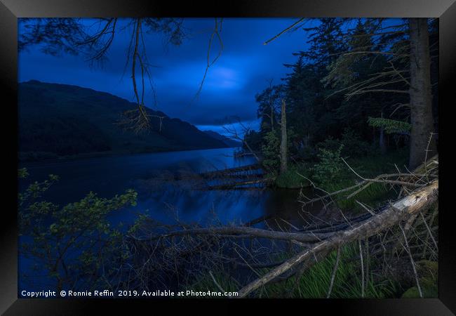 Loch Eck At Inverchapel At Night Framed Print by Ronnie Reffin