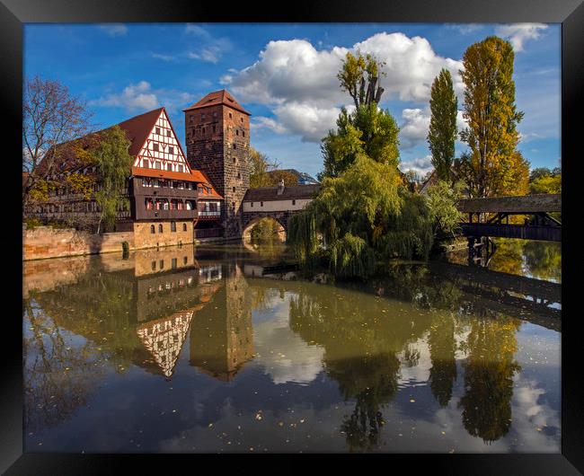 Weinstadel House and Henkersteg in Nuremberg Framed Print by Chris Dorney