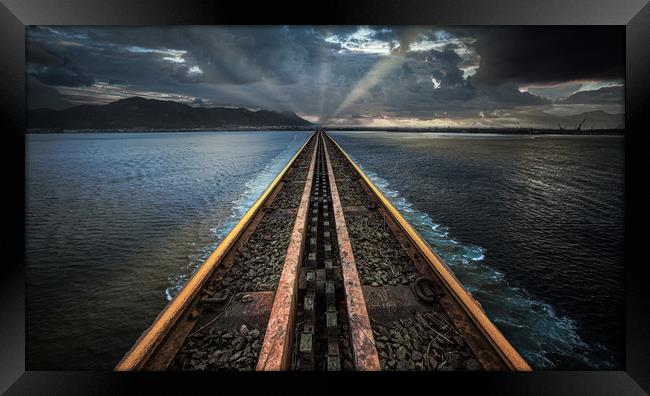 Light at the end of the line Framed Print by Leighton Collins