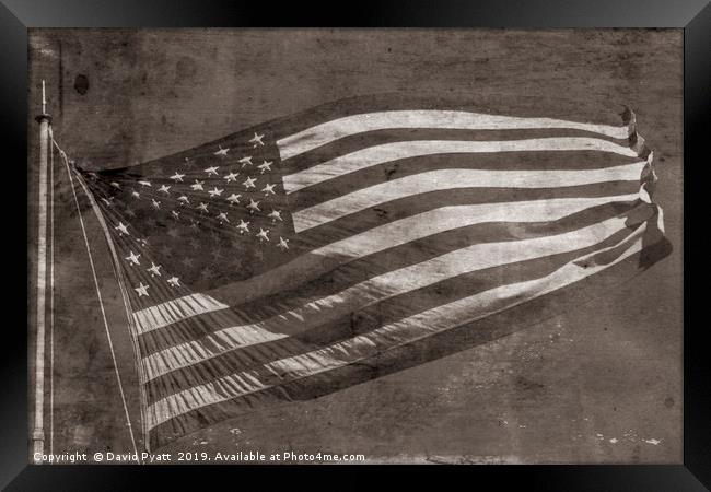 American Flag Vintage Framed Print by David Pyatt