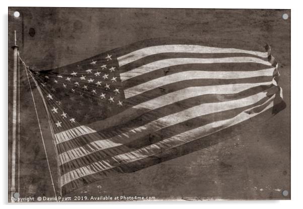 American Flag Vintage Acrylic by David Pyatt