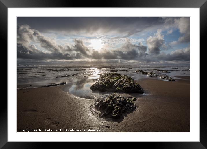 Croyde beach seascape Framed Mounted Print by Neil Parker