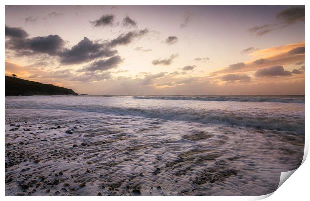 Sunrise at Langland Bay Print by Leighton Collins