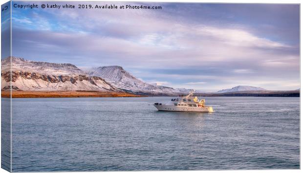 Reykjavik Iceland harbour view Canvas Print by kathy white