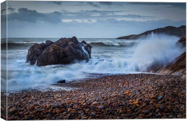 Crashing waves on Rotherslade Bay Canvas Print by Leighton Collins