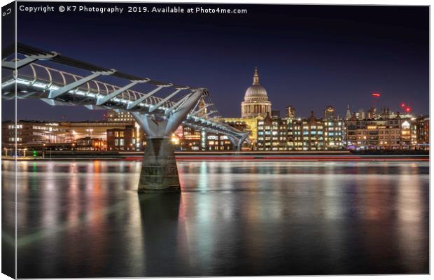 Across the Thames to St Pauls Canvas Print by K7 Photography