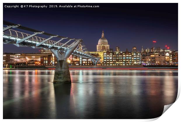 Across the Thames to St Pauls Print by K7 Photography