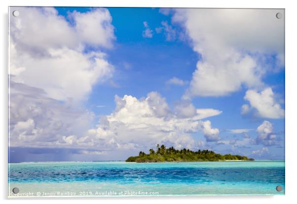 Uninhabited snall island in the blue ocean Acrylic by Jenny Rainbow