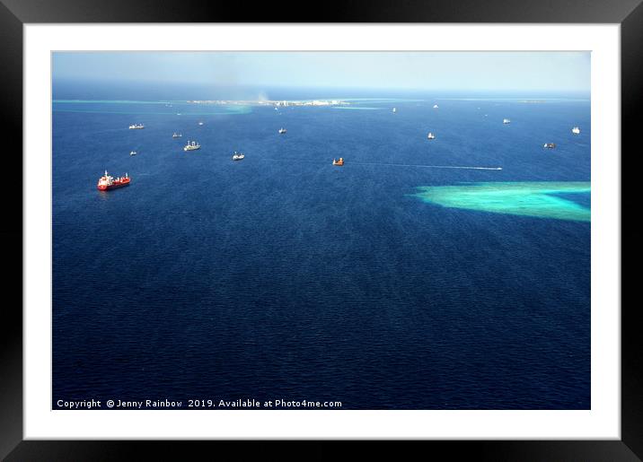Indian Ocean. Aerial View of Maldives Framed Mounted Print by Jenny Rainbow