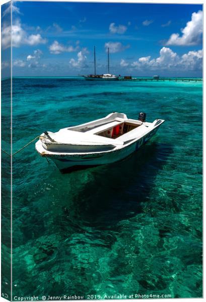On the Peaceful Waters. Maldives Canvas Print by Jenny Rainbow