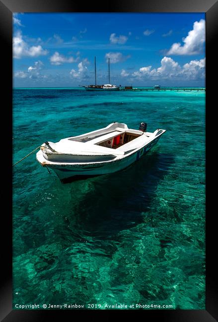 On the Peaceful Waters. Maldives Framed Print by Jenny Rainbow