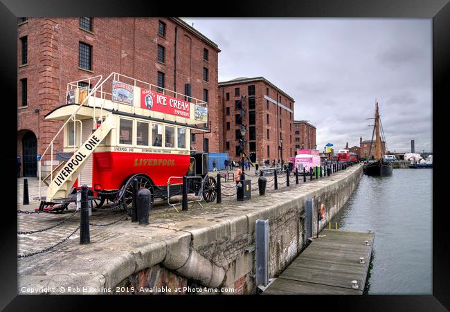 Liverpool Docks Bus  Framed Print by Rob Hawkins