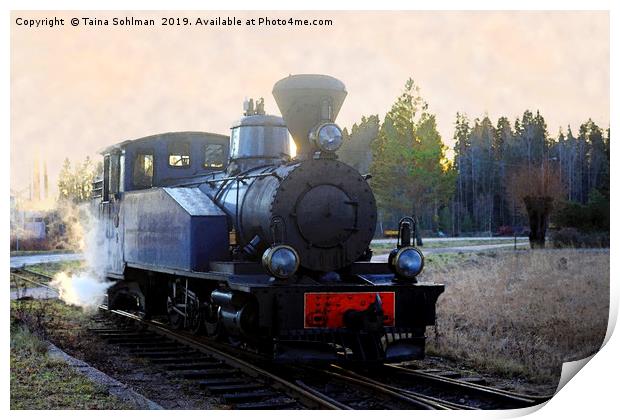 Steam Locomotive at Railway Station Digital Art Print by Taina Sohlman