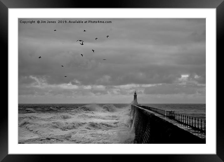 Storm over Tynemouth Pier Framed Mounted Print by Jim Jones
