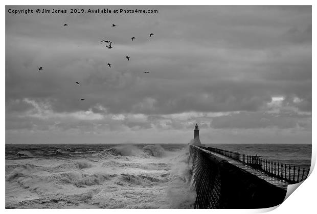 Storm over Tynemouth Pier Print by Jim Jones