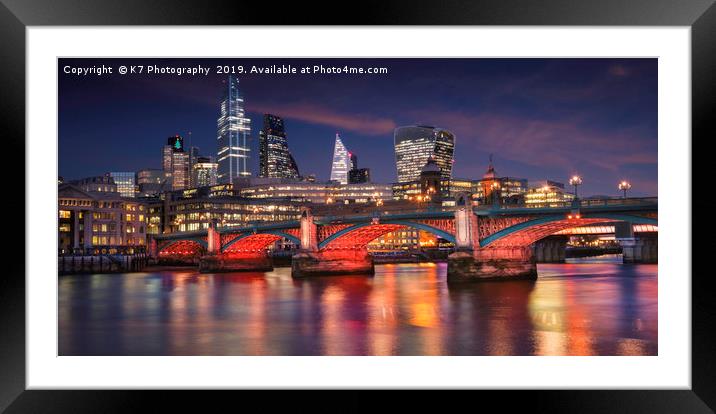 City of London and Southwark Bridge  Framed Mounted Print by K7 Photography