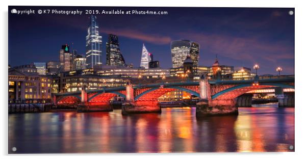 City of London and Southwark Bridge  Acrylic by K7 Photography
