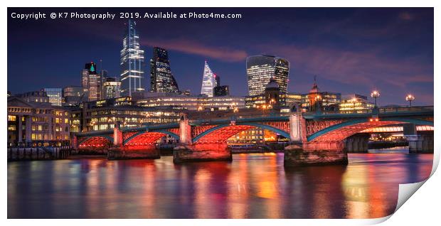 City of London and Southwark Bridge  Print by K7 Photography
