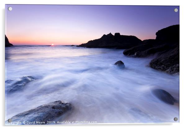 North Cornwall beach at sunset Acrylic by David Moore