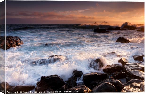 Cape Cornwall sunset shot towards the Brisons Canvas Print by David Moore