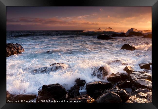 Cape Cornwall sunset shot towards the Brisons Framed Print by David Moore