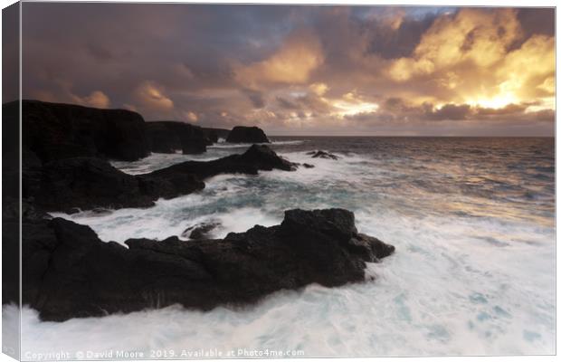 Eshaness Shetland at sunset Canvas Print by David Moore