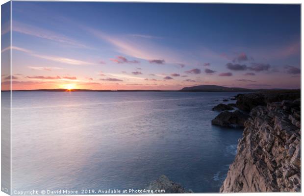 Sunset from Shetland cliffs Canvas Print by David Moore