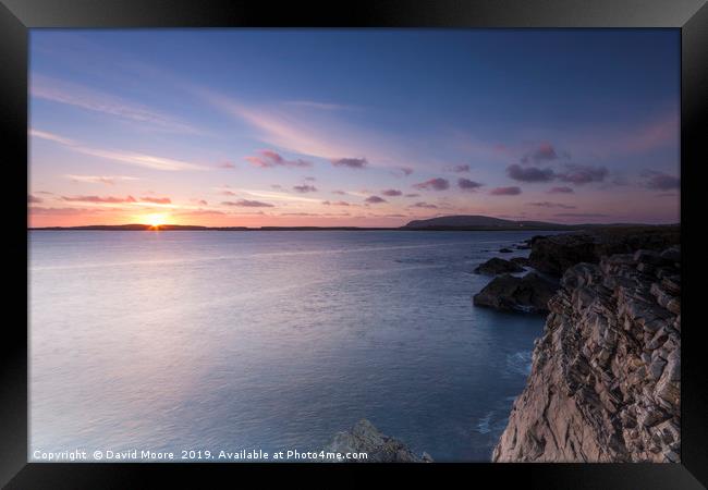 Sunset from Shetland cliffs Framed Print by David Moore