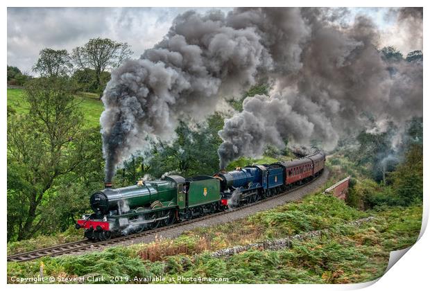 Witherslack Hall and King Edward II Double Header Print by Steve H Clark