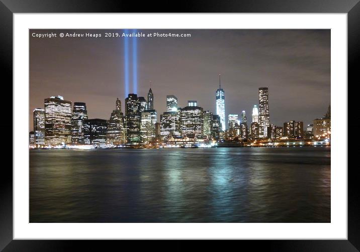 New York skyline Glittering Manhattan Nightscape Framed Mounted Print by Andrew Heaps