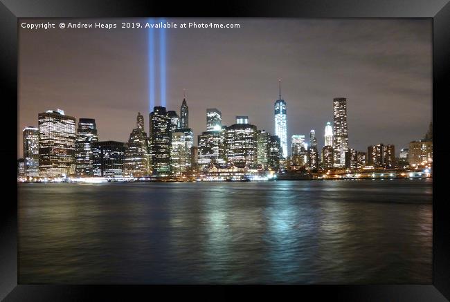 New York skyline Glittering Manhattan Nightscape Framed Print by Andrew Heaps