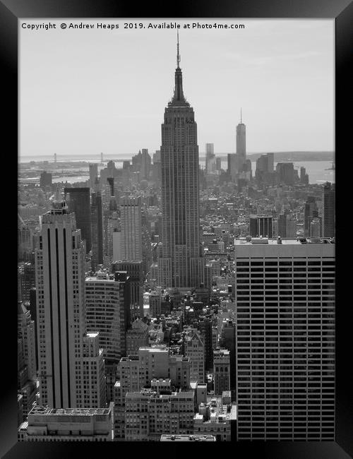 Empire State building in New York city Framed Print by Andrew Heaps