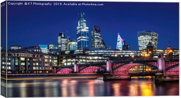 Illuminated River - Southwark Bridge Canvas Print by K7 Photography