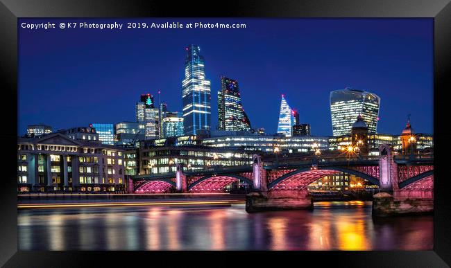 Illuminated River - Southwark Bridge Framed Print by K7 Photography