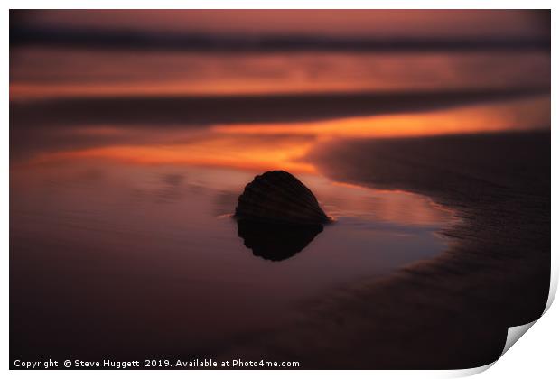 Sunset Shell at Cefn Sidan Beach Pembrey Print by Steve Huggett
