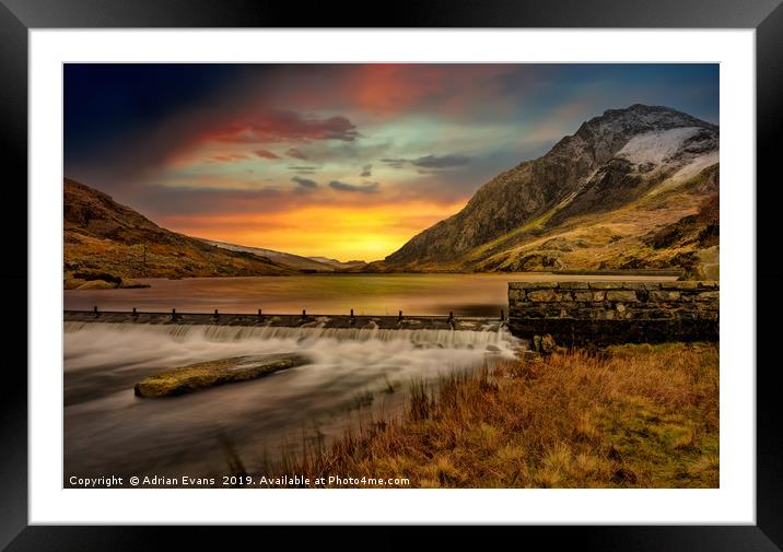 Tryfan Mountain Sunset Snowdonia Framed Mounted Print by Adrian Evans