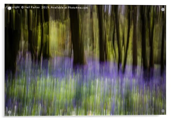 Bluebells abstract Acrylic by Neil Parker