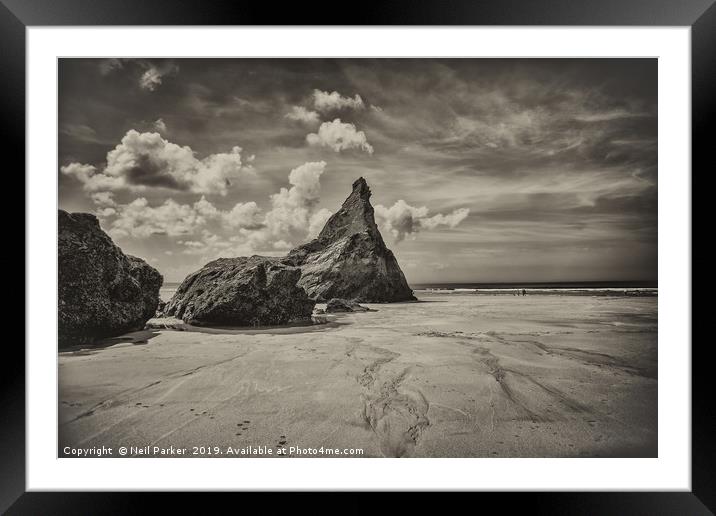 Bedruthen rocks, Cornwall Framed Mounted Print by Neil Parker