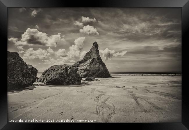 Bedruthen rocks, Cornwall Framed Print by Neil Parker