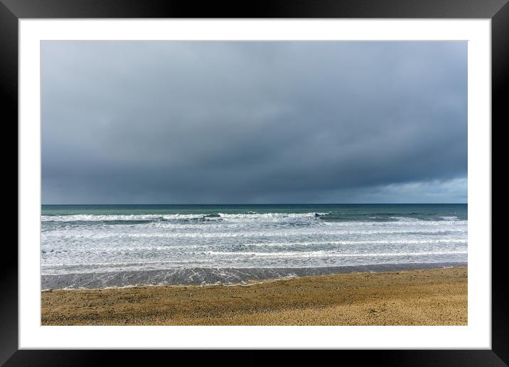 Moody clouds at Widemouth Bay near Bude Framed Mounted Print by Tony Twyman