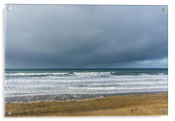 Moody clouds at Widemouth Bay near Bude Acrylic by Tony Twyman